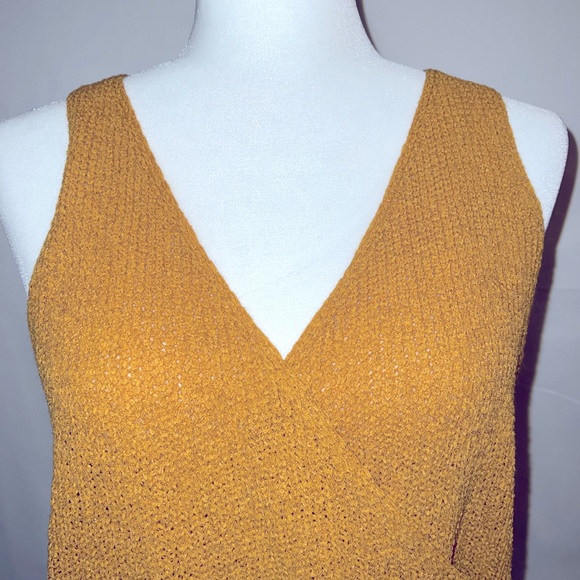 Anthro Pepin Mustard Yellow Knit Wrap Tank Sweater Size Small - Picture 2 of 6